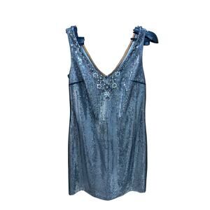 White House Black Market Sequin Mesh Overlay Dress Size 8 Like New